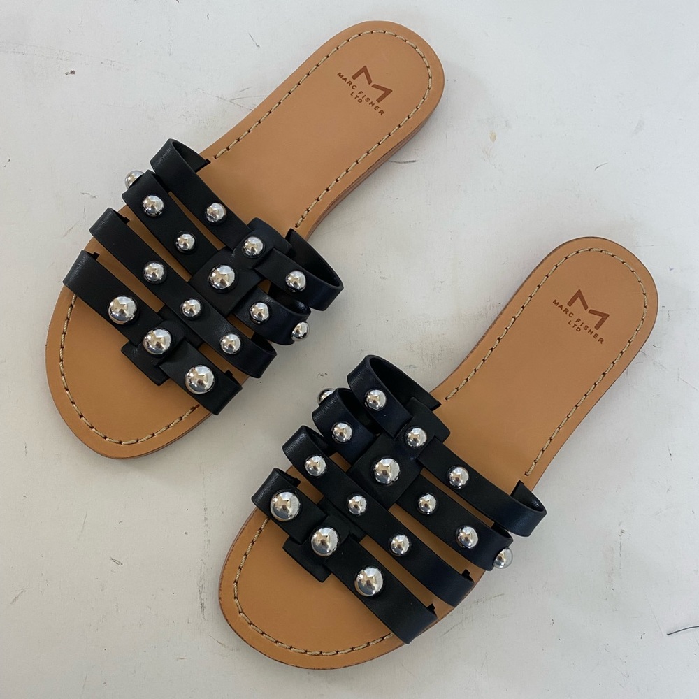 Marc fisher women’s black studded sandals 6.5